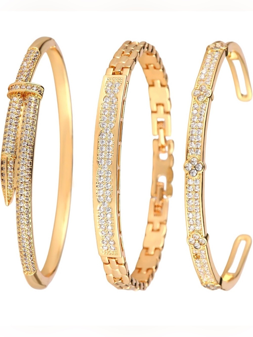 Anthropologie Gold Pave Bracelet Set - Picture 6 of 6